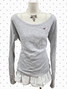 Hollister vintage grey long sleeve oversized sweater
